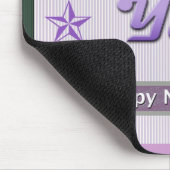 ナース日の紫色のストライプおよび星 マウスパッド (コーナー)