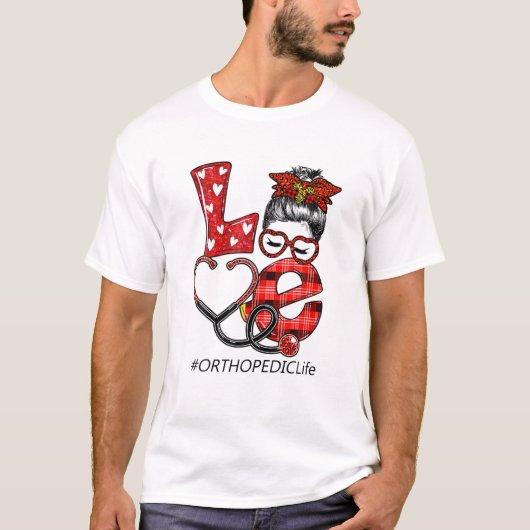 ナース柄チェックヒョウ柄ラブ Tシャツ (正面)