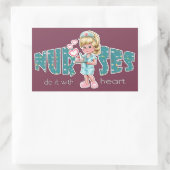 ナース気にとハート。キュートブロンドナース 長方形シール (バッグ)