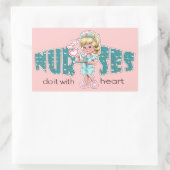 ナース気にとハート。キュートブロンドナース 長方形シール (バッグ)