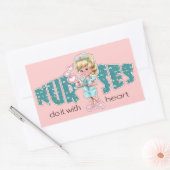 ナース気にとハート。キュートブロンドナース 長方形シール (封筒)