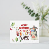 ナース牛とオーナメントメリークリスマスナース ポストカード (スタンド正面)