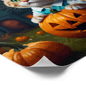 ナース猫とハロウィーンカボチャ ポスター (角)