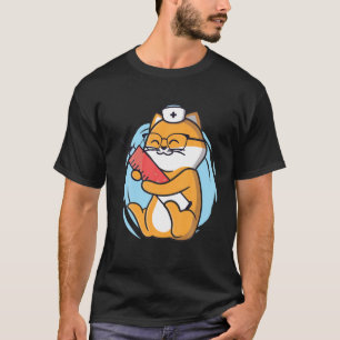 ナース猫の注射器の感謝してい最前線ヘルスケア Tシャツ