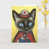 ナース猫 カード (黄色い花)