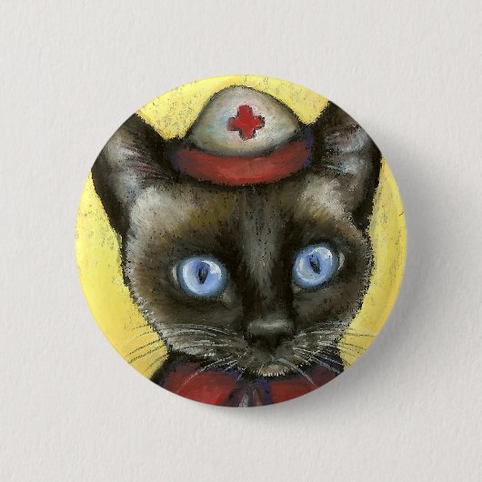 ナース猫 缶バッジ (正面)