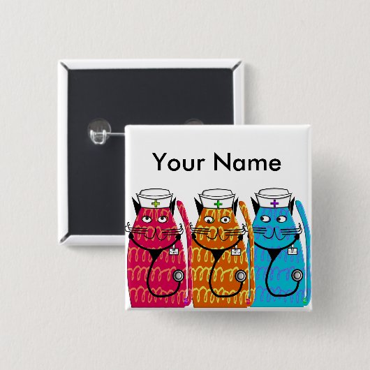 ナース猫 缶バッジ (正面&裏面)