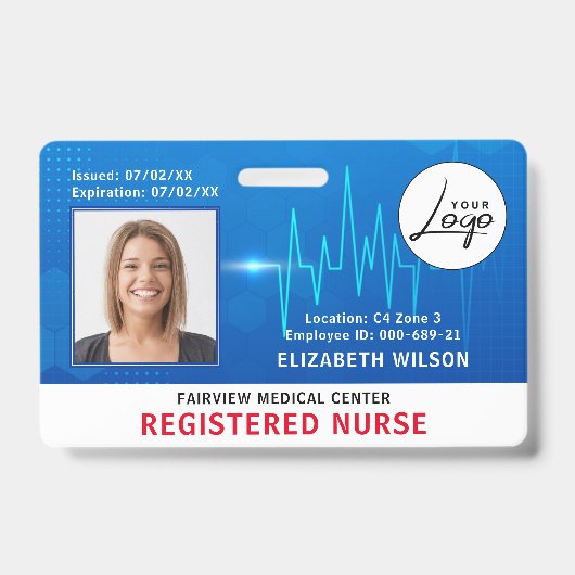 ナース病院の医療従事者の写真ID バッジ (正面)