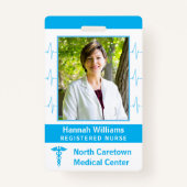 ナース病院の従業員カスタムの写真バーコードロゴ バッジ (正面)