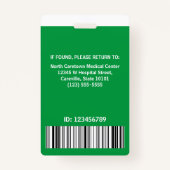 ナース病院の従業員カスタムの写真ロゴバーコード バッジ (裏面)