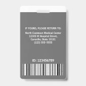 ナース病院カスタム従業員フォトロゴバーコード バッジ (裏面)