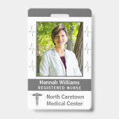 ナース病院カスタム従業員フォトロゴバーコード バッジ (正面)