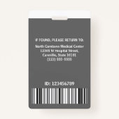 ナース病院カスタム従業員フォトロゴバーコード バッジ (裏面)