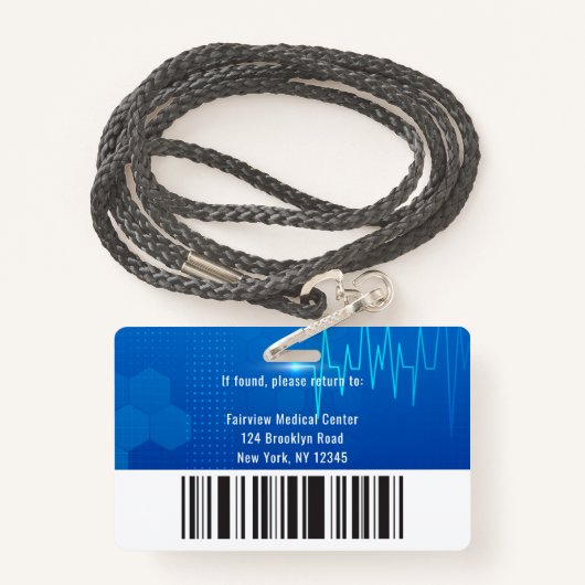 ナース病院医療従業員写真ID バッジ (裏面ランヤード)