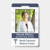 ナース病院従業員フォトロゴバーコードカスタム バッジ (正面)