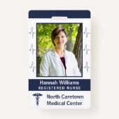 ナース病院従業員フォトロゴバーコードカスタム バッジ (正面)