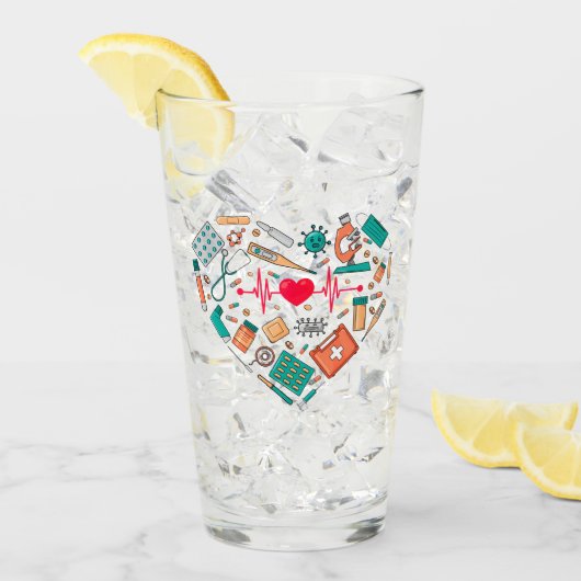 ナース看護ハート具 タンブラーグラス