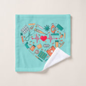 ナース看護ハート具 バスタオルセット (ウォッシュタオル)