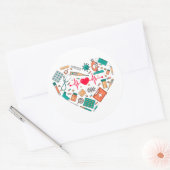 ナース看護ハート具 ラウンドシール (封筒)