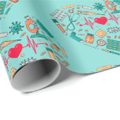 ナース看護ハート具 ラッピングペーパー (ロールコーナー)