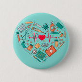 ナース看護ハート具 缶バッジ (正面)