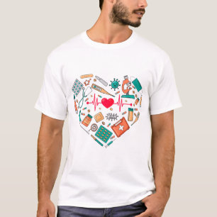 ナース看護ハート具 Tシャツ