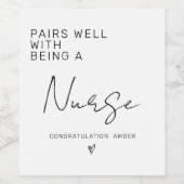 ナース看護学校の卒業生と相性が良い ワインラベル (シングルラベル)