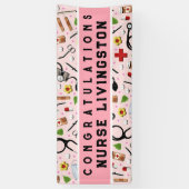 ナース看護学校卒業おめでとうバナー 横断幕 (縦)