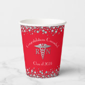 ナース看護学校卒業パーティレッドシルバー 紙コップ (裏面)
