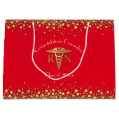 ナース看護学校卒業党赤金ゴールド ラージペーパーバッグ (正面)