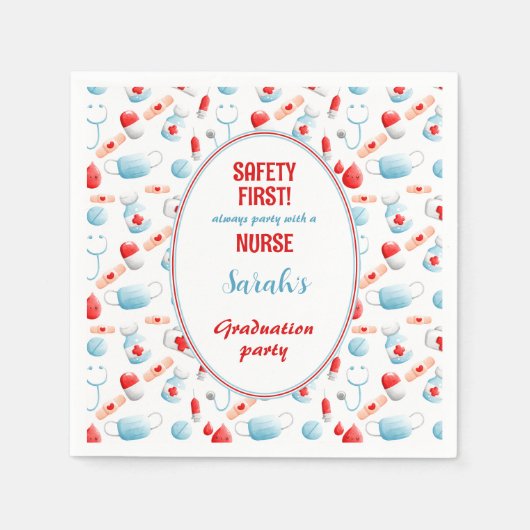 ナース看護学校卒業医療 スタンダードカクテルナプキン (正面)