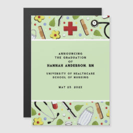 ナース看護学校卒業発表 マグネット招待状
