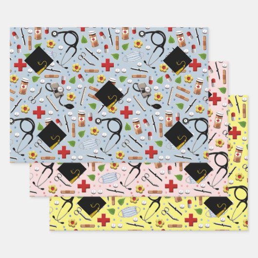 ナース看護学校卒業 ラッピングペーパーシート (セット)