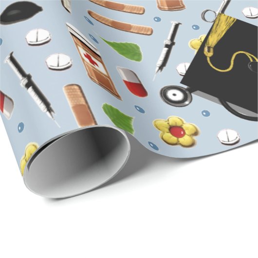 ナース看護学校卒業 ラッピングペーパー (ロールコーナー)