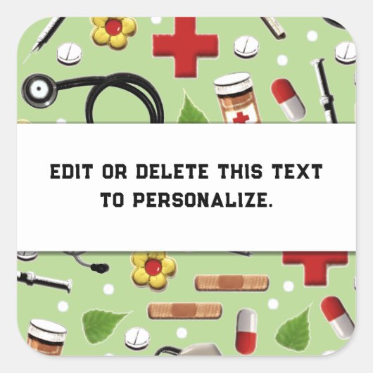 ナース看護学校広場シール スクエアシール (正面)