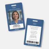 ナース社員病院ロゴメディカルブルー写真ID バッジ (正面＆裏面)