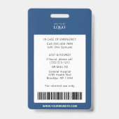 ナース社員病院ロゴメディカルブルー写真ID バッジ (裏面)