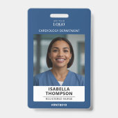 ナース社員病院ロゴメディカルブルー写真ID バッジ (正面)