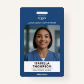 ナース社員病院ロゴメディカルブルー写真ID バッジ (正面)