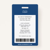 ナース社員病院ロゴメディカルブルー写真ID バッジ (裏面)