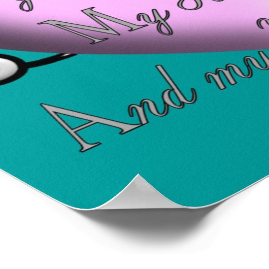 ナース祈りの言葉アートポスター – ピンクエンボスハート ポスター (角)