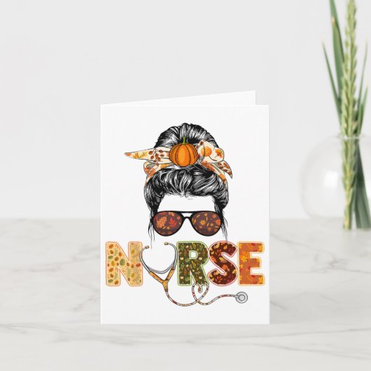 ナース秋の秋サンクスギビング聴診器スクラブ カード (正面)
