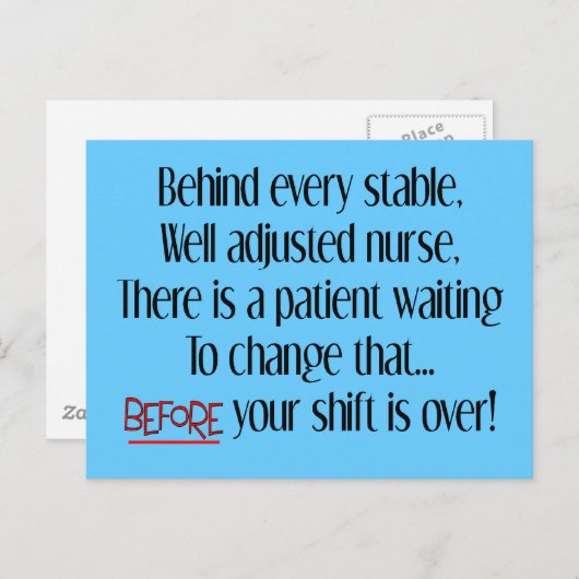ナース笑わされるギフト「あらゆる安定したナースの裏側」 ポストカード (正面/裏面)