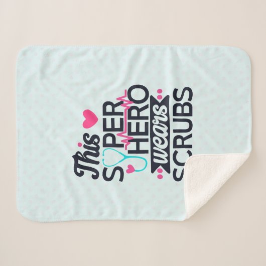 ナース素晴らしスーパーヒーローことわざタイポグラフィ シェルパブランケット (正面(横))
