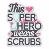 ナース素晴らしスーパーヒーローことわざタイポグラフィ シール (正面)