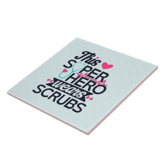 ナース素晴らしスーパーヒーローことわざタイポグラフィ タイル (側面)
