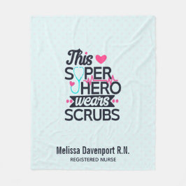 ナース素晴らしスーパーヒーローことわざタイポグラフィ フリースブランケット
