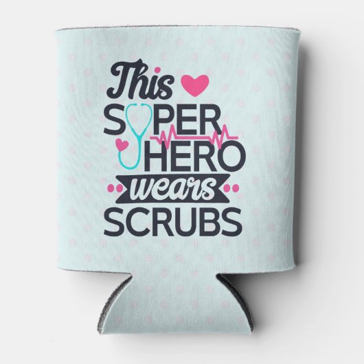 ナース素晴らしスーパーヒーローことわざタイポグラフィ 缶クーラー (正面)