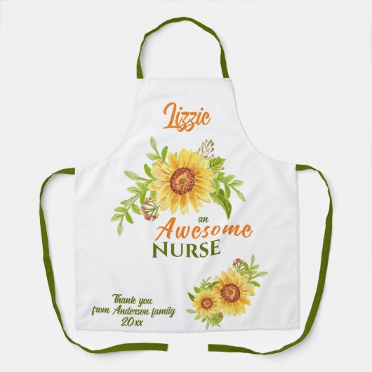 ナース素晴らしフローラひまわりエプロン エプロン (正面)