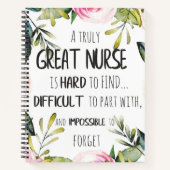 ナース素晴らし感謝ありがとう離れご褒美いいえ ノートブック (正面)